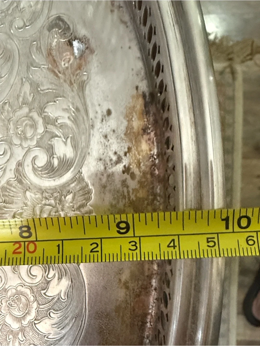Ornate Silver Decorative Oval Serving Tray - Silver leanord silverplate stamp